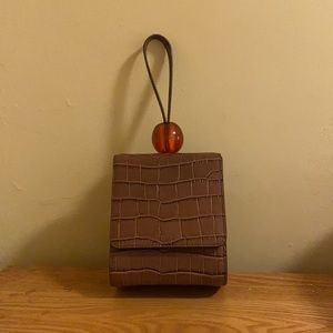 Vintage designer inspired real leather crocodile embossed leather bag